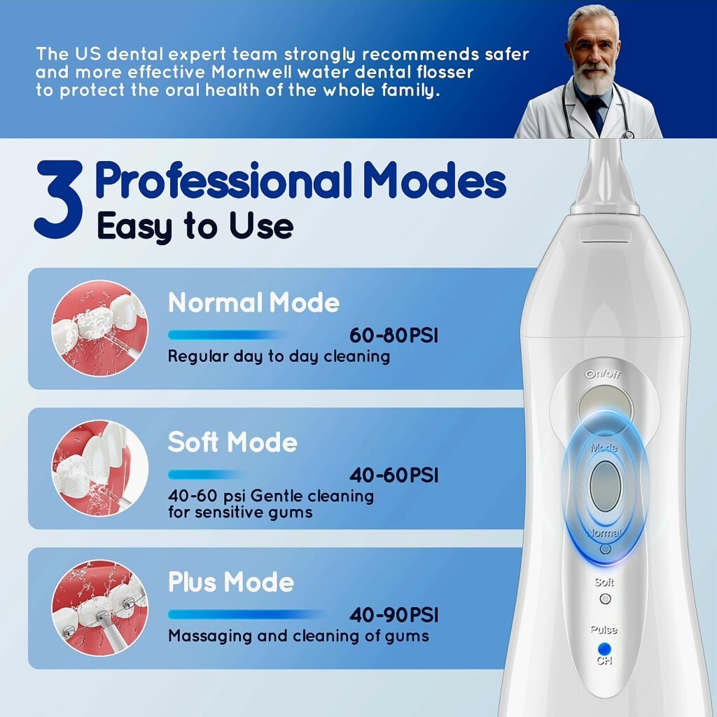 Mornwell D52 water flosser with 3 professional cleaning modes