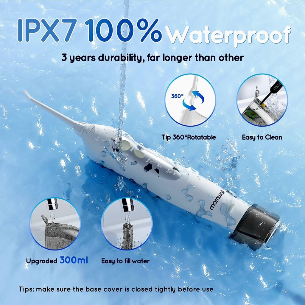 Mornwell D52 water flosser IPX7 waterproof feature demonstration