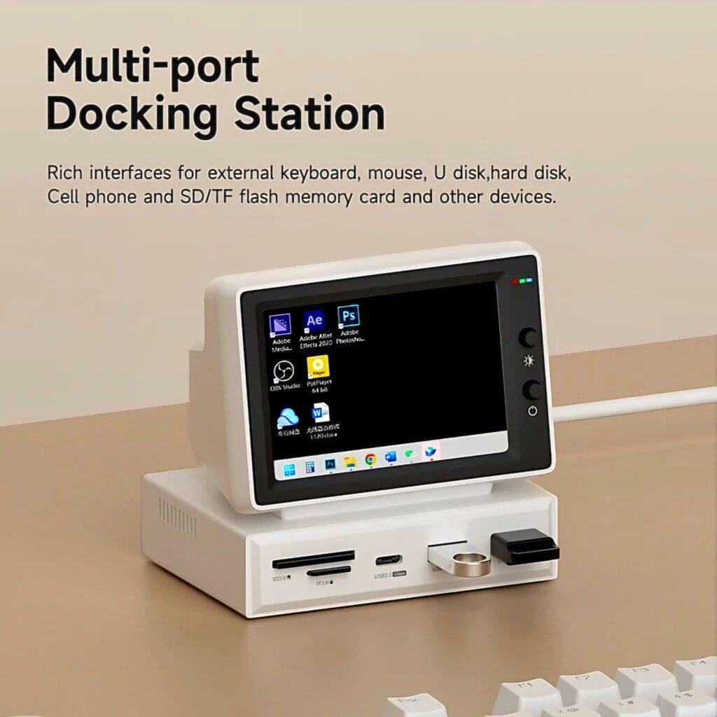 Hagibis USB-C docking station with multiple ports in use on a desk