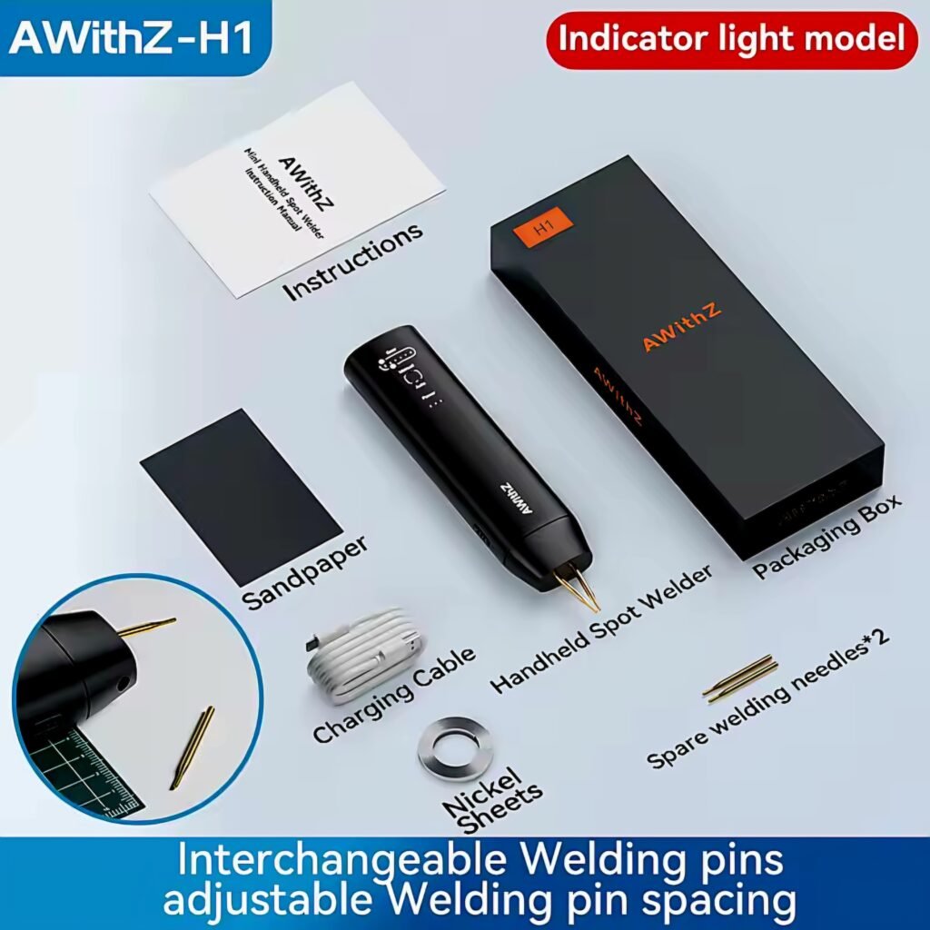 AWithZ H1 spot welder indicator light model with all included accessories