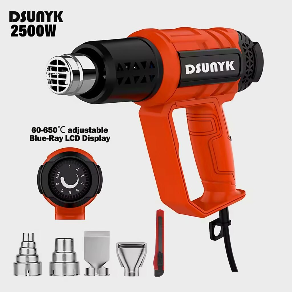 DSUNYK 2800W orange heat gun model with blue ray LCD display and nozzles
