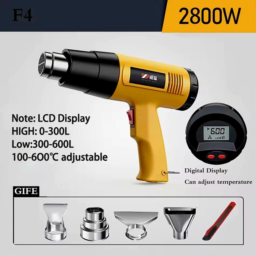 2800W industrial heat gun model F4 with digital LCD display and temperature buttons