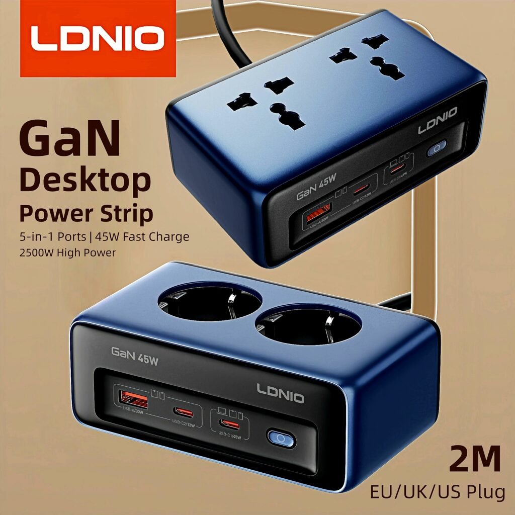 LDNIO 45W GaN Power Strip with 5-in-1 fast charging ports