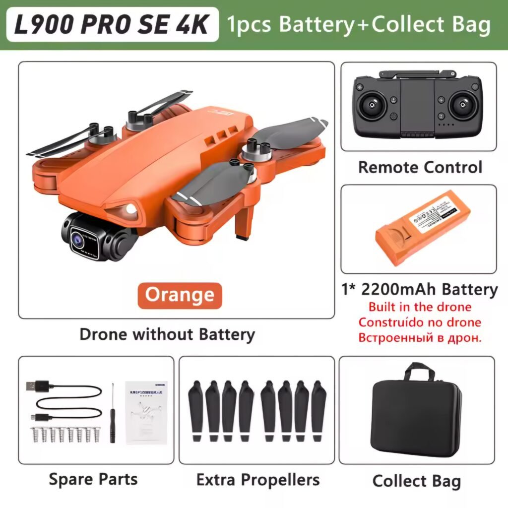 Orange L900 Pro SE 4K GPS drone with carrying bag and remote controller