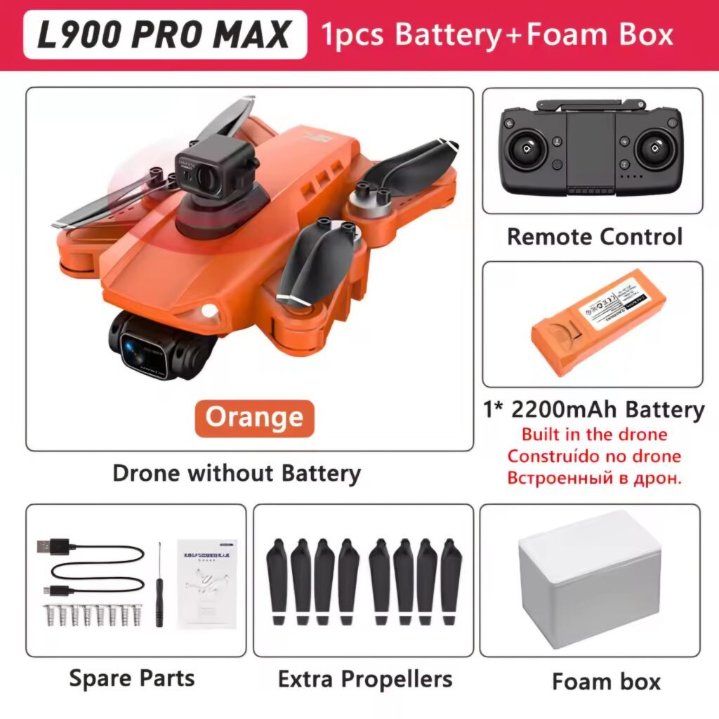 Orange L900 Pro MAX GPS drone full kit with foam box packaging