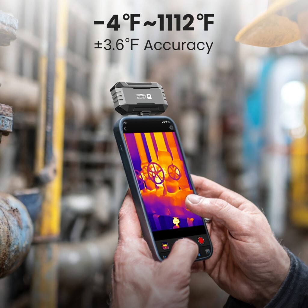 Thermal Master P1 measuring high temperatures in industrial environment up to 600 degrees
