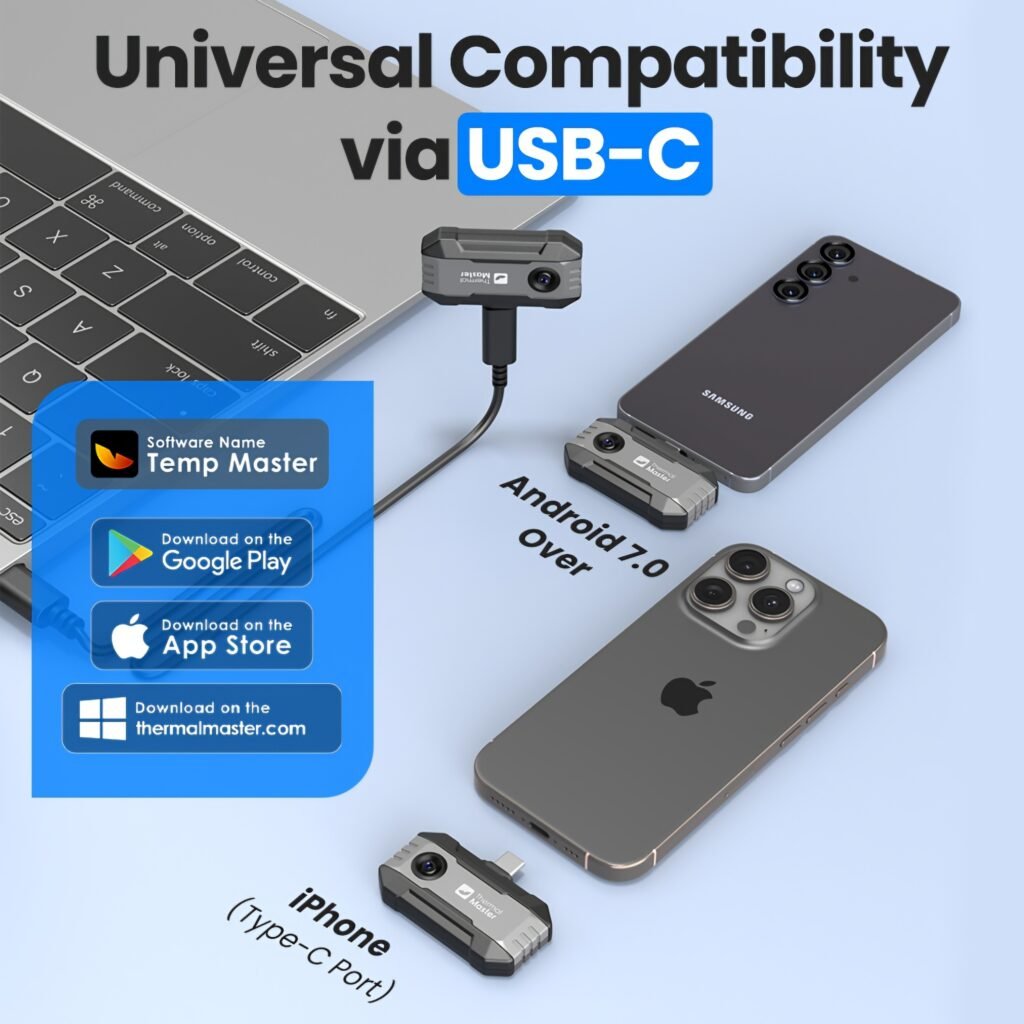 Thermal Master P1 universal compatibility with iPhone and Android USB-C devices