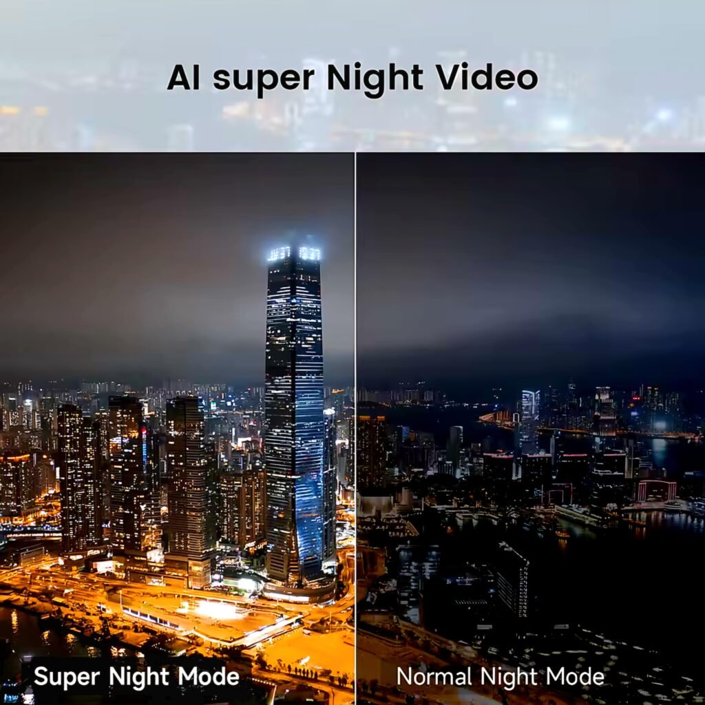 FIMI X8T V384 AI super night video mode comparison vs normal camera