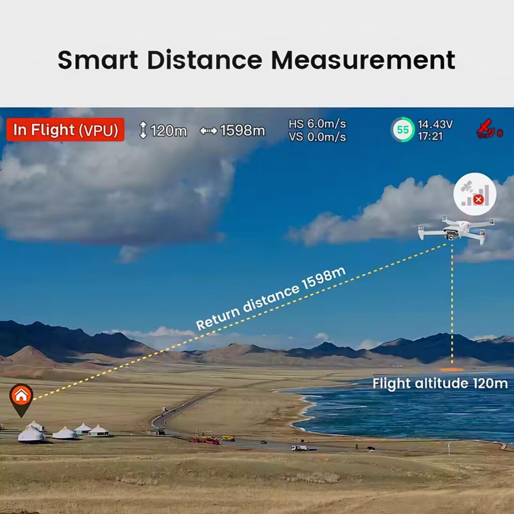 FIMI X8T V384 smart distance measurement feature calculating altitude and return distance
