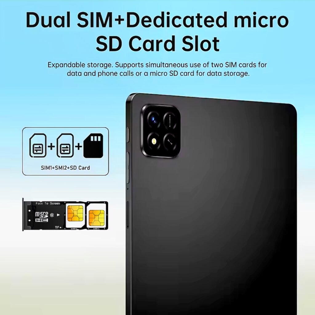 Dual SIM and dedicated Micro SD card slot of the Tablet Pad 7 Ultra for expanded storage review