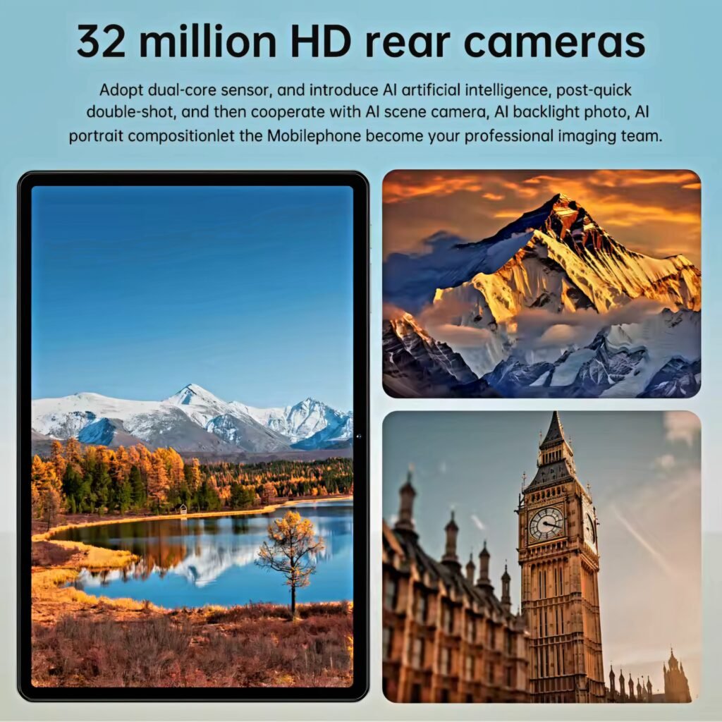 Advertised 32 million HD rear camera feature of the Tablet Pad 7 Ultra with sample images review