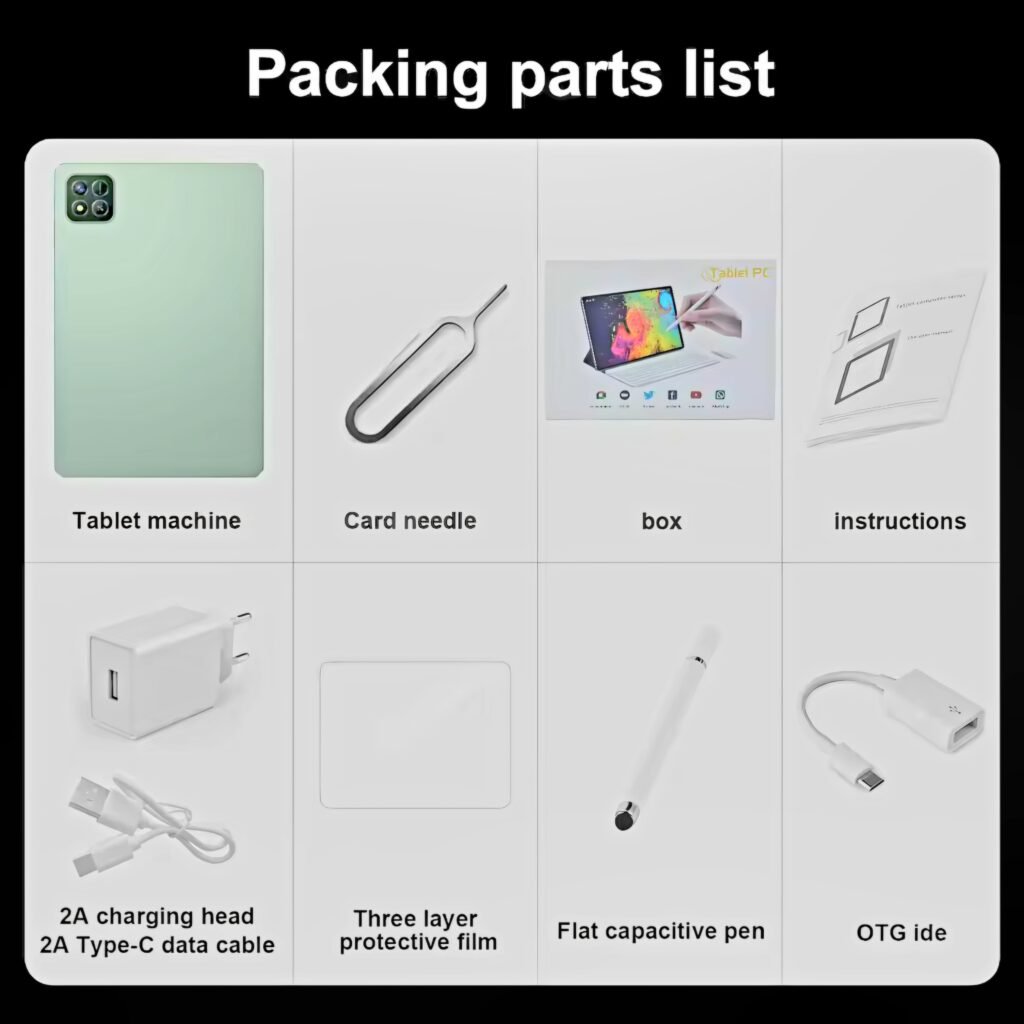 Packing parts list and unboxing contents of the Tablet Pad 7 Ultra including free accessories review