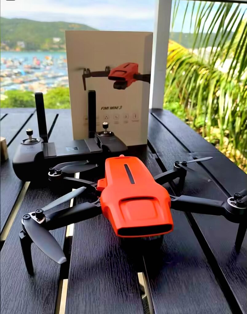 FIMI MINI 3 drone unboxing and setup with remote controller on a table