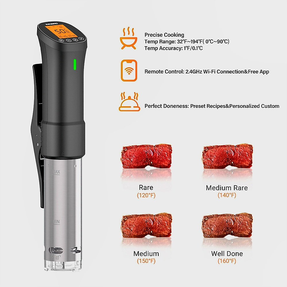 INKBIRD ISV-200W sous vide steak temperature and doneness guide