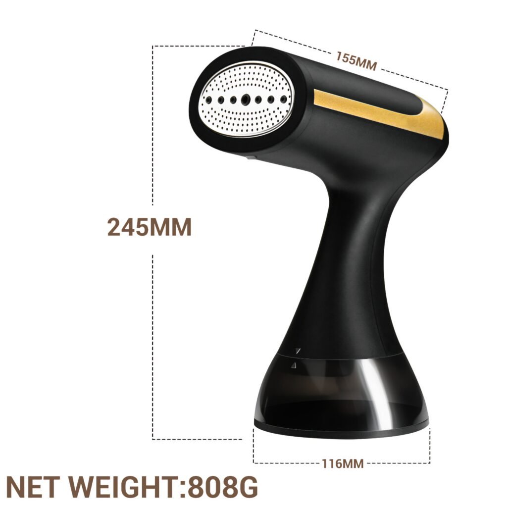 Dimensions and lightweight 808g design of the HOMEFISH handheld steam iron