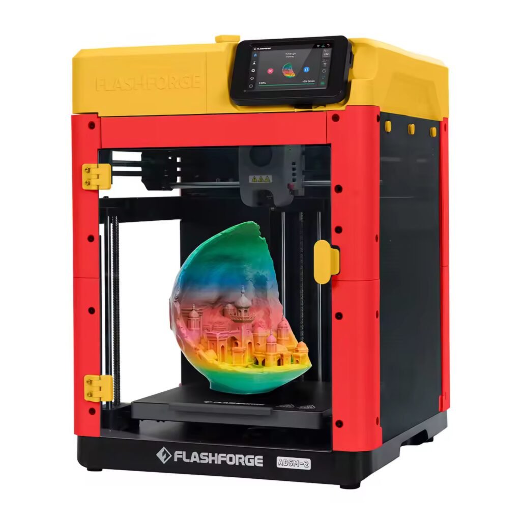 Comparison shot of the Flashforge Adventurer 5M series, showing the enclosed and open-frame models.