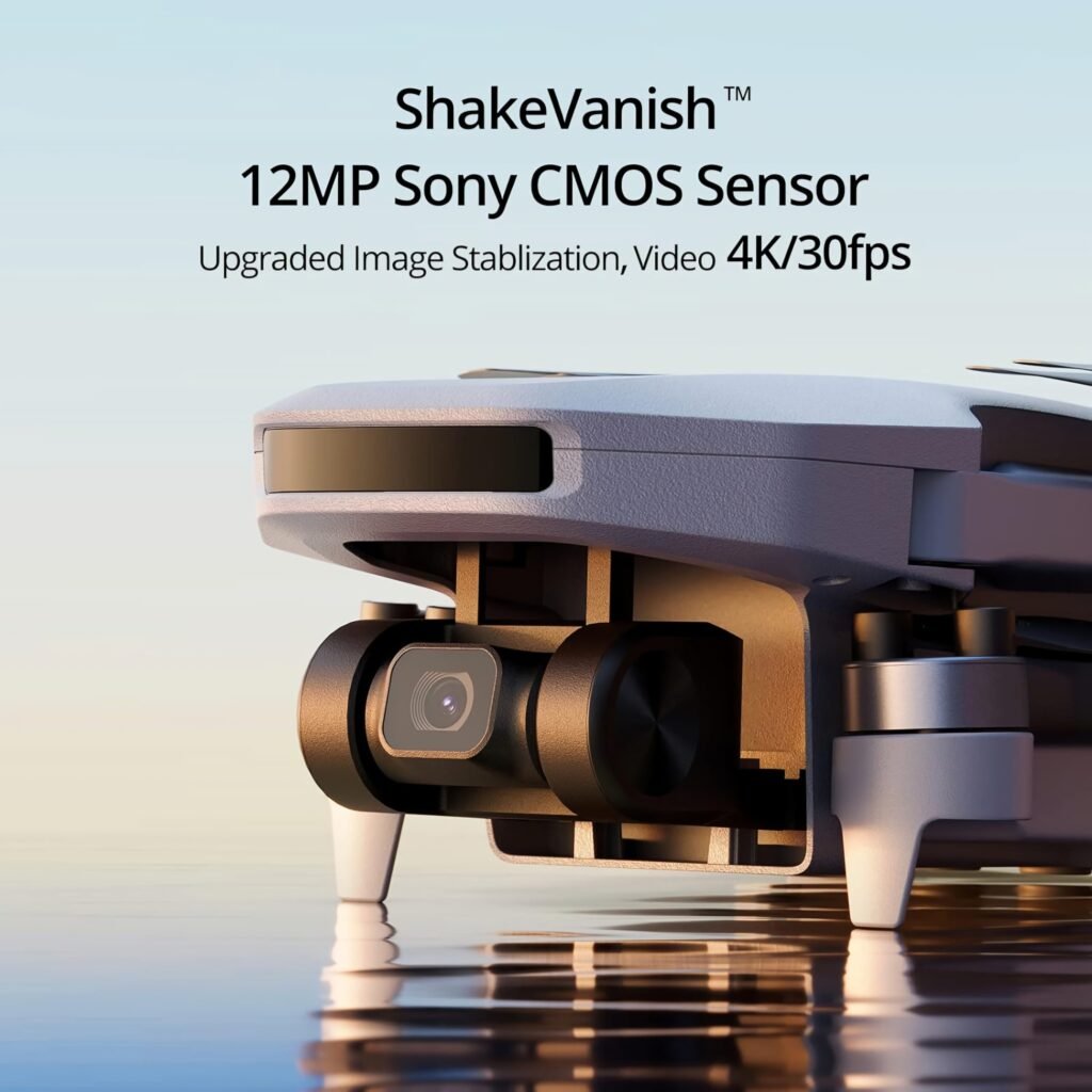Potensic Atom SE 4K camera with 12MP Sony CMOS sensor and ShakeVanish technology.
