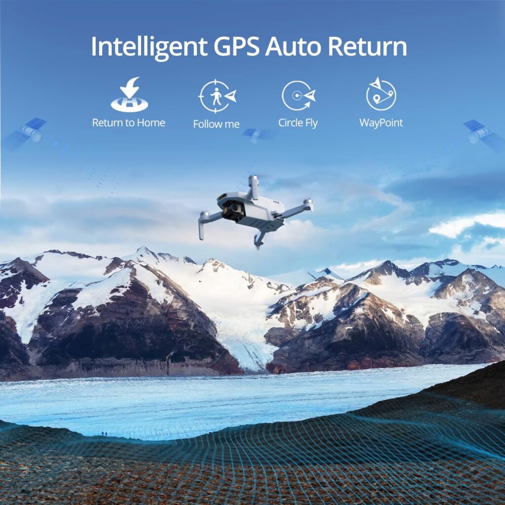 Potensic Atom SE intelligent GPS auto return and follow me flight modes over mountains.
