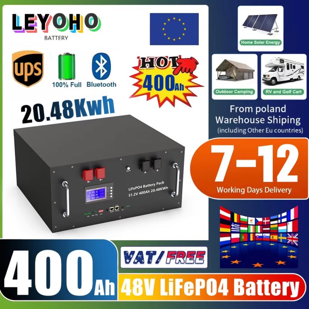 LEYOHO 48V 400Ah LiFePO4 Battery for off-grid solar setup