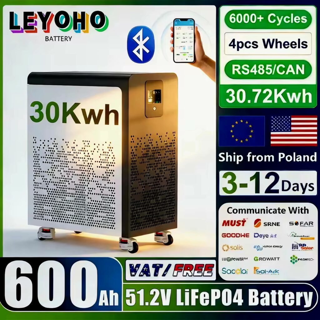 48V 600Ah LiFePO4 battery 30.72kWh home solar energy storage system