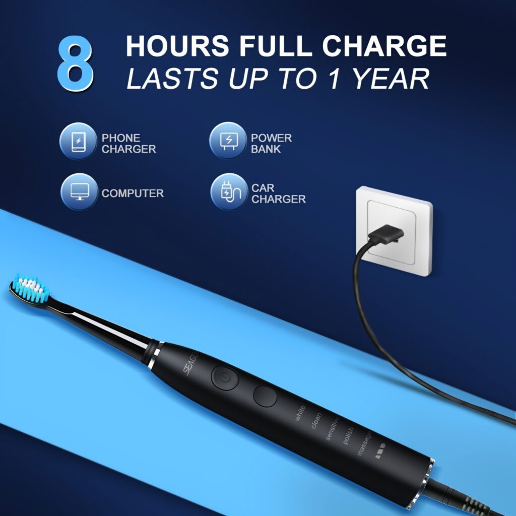 Seago SG-575 USB charging cable showing 365-day long-lasting battery life.