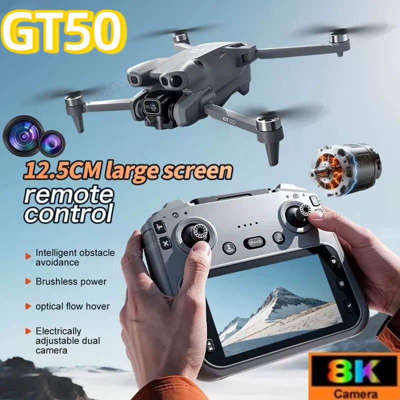 GT50 RC Drone with 12.5cm large screen remote control and 8K camera