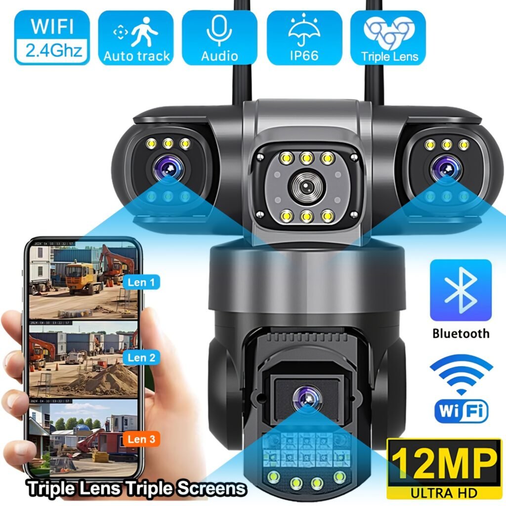 V380 Pro Triple Lens Review: 12MP 6K outdoor security camera with triple screens.