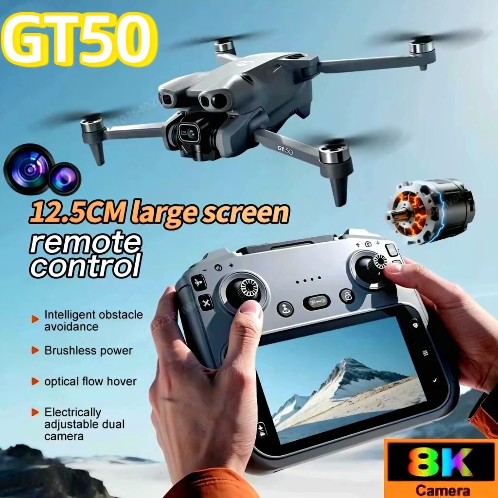 GT50 RC Drone 8K with 12.5cm screen remote control and obstacle avoidance