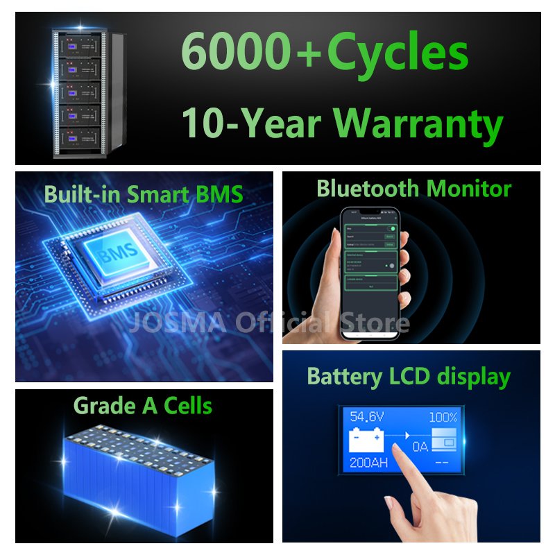 JOMA lithium battery features with 6000 plus cycles and 10 year warranty