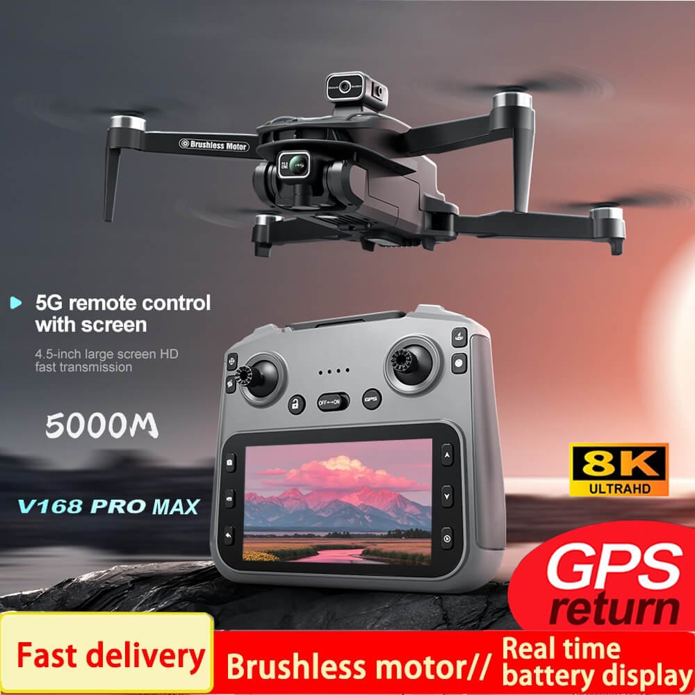 V168 Pro MAX drone with 4.5 inch screen remote controller and 8K camera review