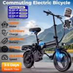 LELEKUAI 500W adult electric bike features infographic with 48V battery and 19.9 MPH speed