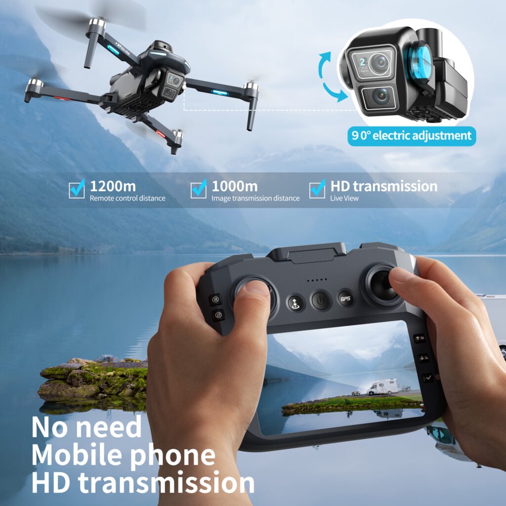 FPV view on the Lenovo XT606 remote controller screen showing that no mobile phone is required for live video transmission.