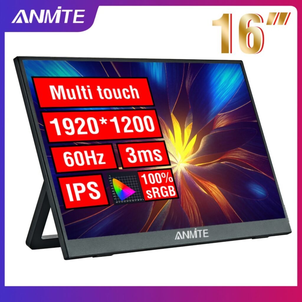 Anmite 16 inch portable monitor with 1200P resolution 100 percent sRGB and multi touch support on AliExpress