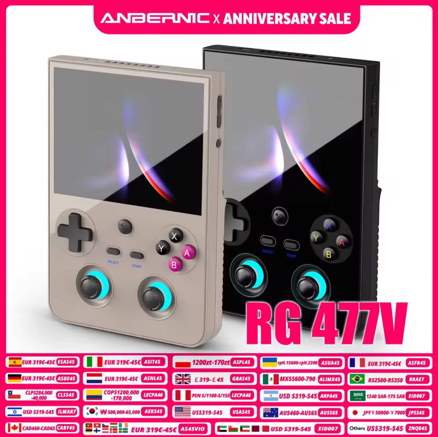 Anbernic RG 477V vertical handheld gaming device with Dimensity 8300, a high-performance choice for the best android handheld gaming console 2025.