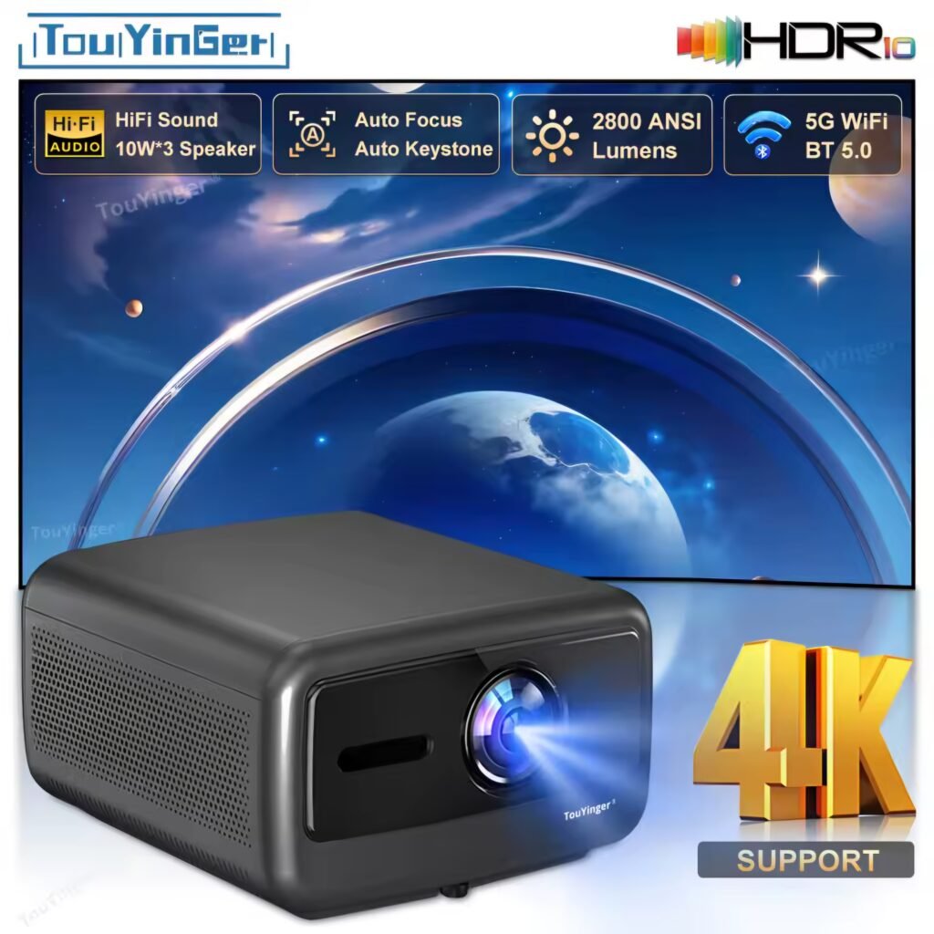 Touyinger Q12W Pro - the best 4K smart projector 2025 for a high-quality home theater experience.