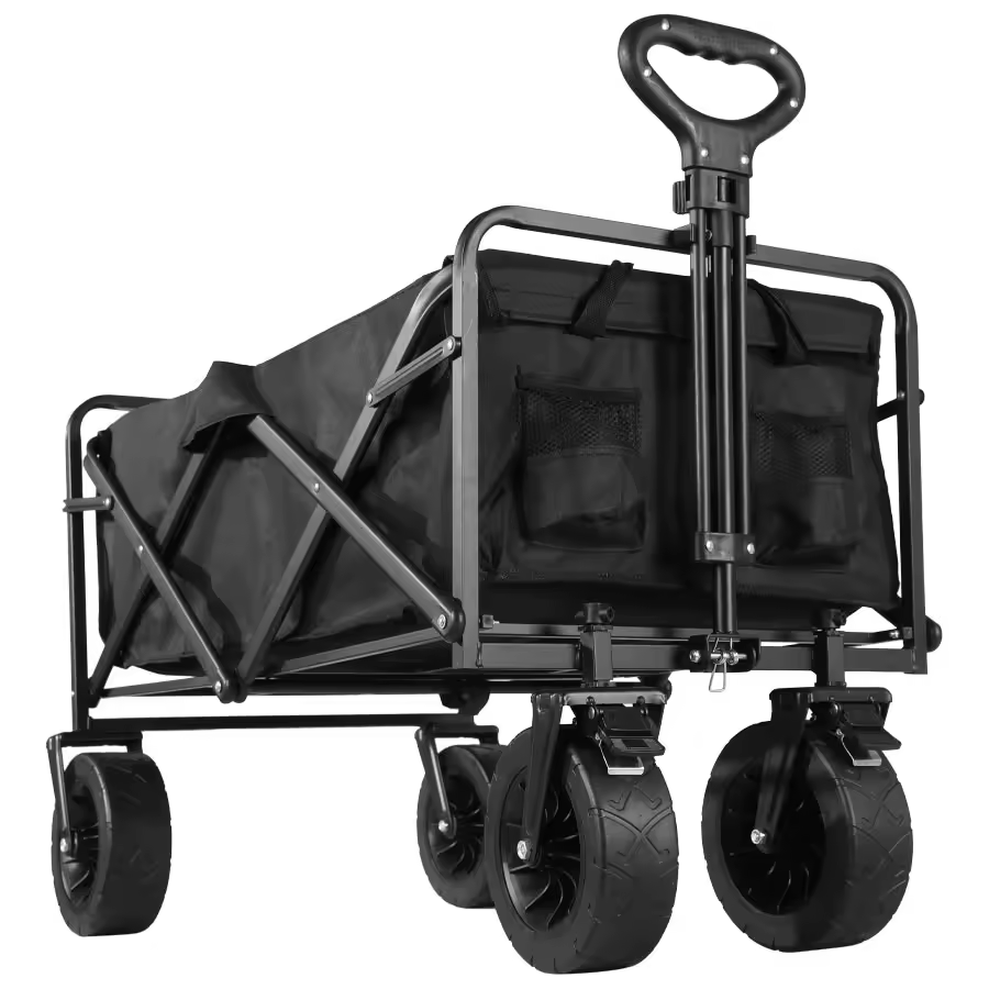 Black folding utility cart with wheels