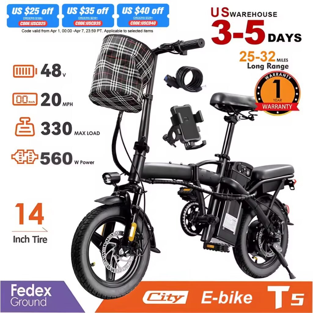 City E-bike T5 folding adult electric bike with 560W motor and fast US shipping