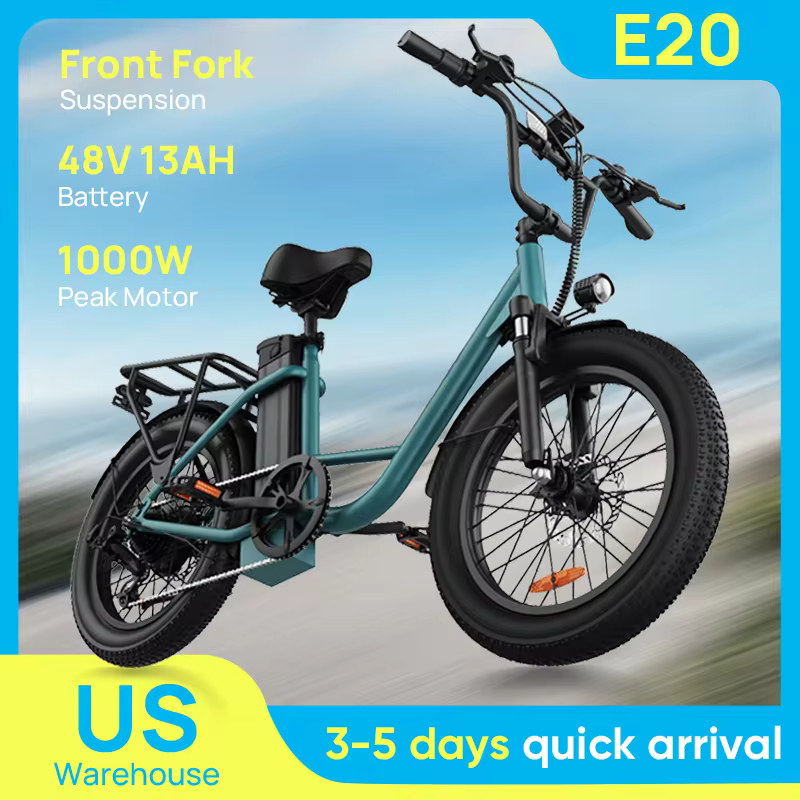 URLIFE E20 1000W Electric Bike with front fork suspension and 48V 13AH battery