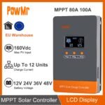 PowMr 100A MPPT Solar Charge Controller with LCD display and 160V PV input