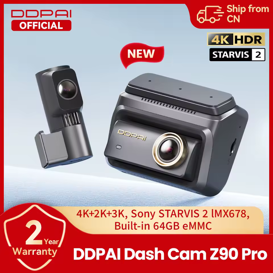 DDPAI Z90 Pro 4K Dual Dash Cam featuring Sony STARVIS 2 IMX678 sensor and internal eMMC storage