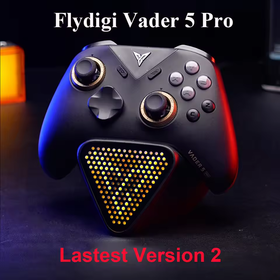 Flydigi Vader 5 Pro wireless gaming controller for PC and Switch with Hall Effect rockers and RGB dock