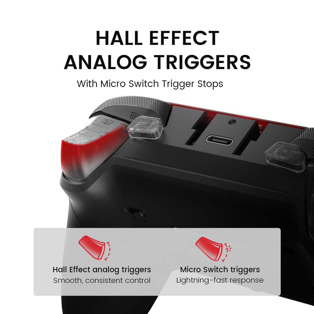 GameSir G7 Pro professional Hall Effect analog triggers with micro switch stops for competitive gaming performance