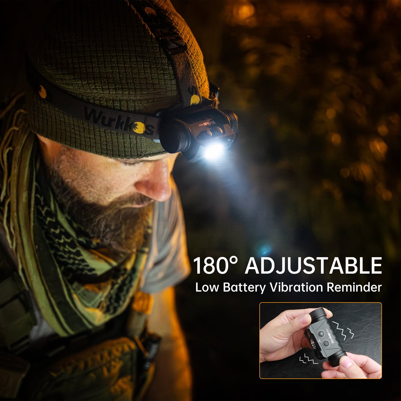 180 degree adjustable headlamp beam for trail running and night hiking