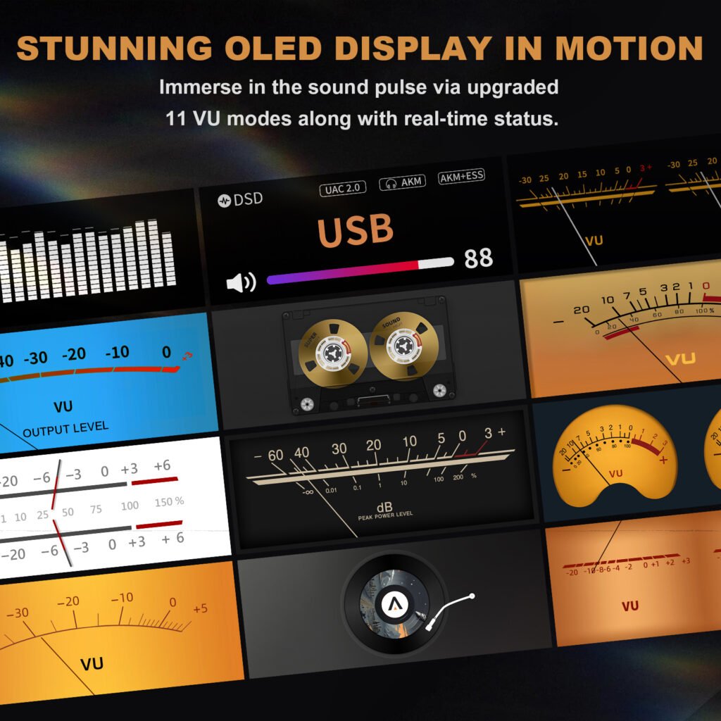 OLED display with sound level indicators