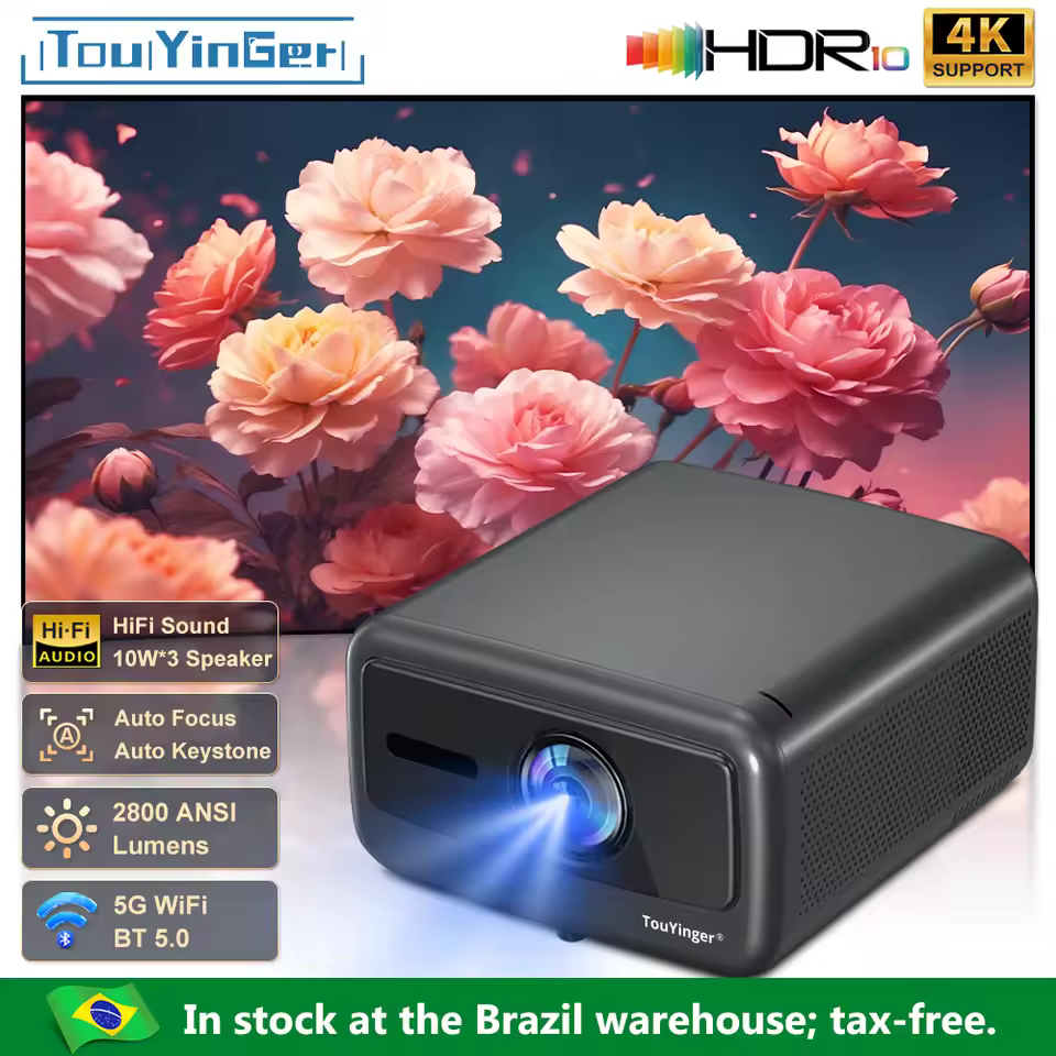 Best 4K smart projector 2026 - Touyinger with 2800 ANSI Lumens, HDR10, 5G WiFi, Bra