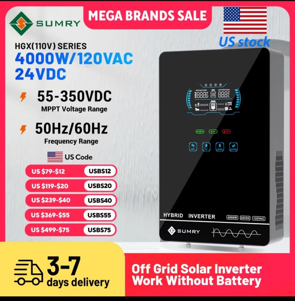 Sumry HGX 4000W 24V hybrid solar inverter with US stock and 3-7 day delivery