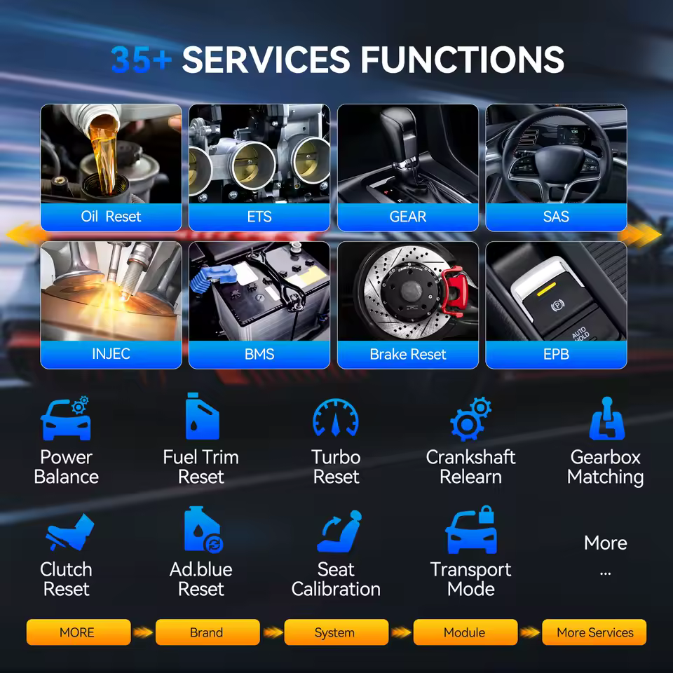 Professional vehicle diagnostic tool with 35 plus maintenance reset functions