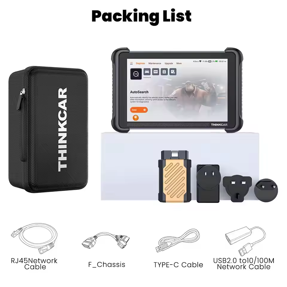 Thinkscan 689BT packing list including diagnostic tablet and Bluetooth VCI connector