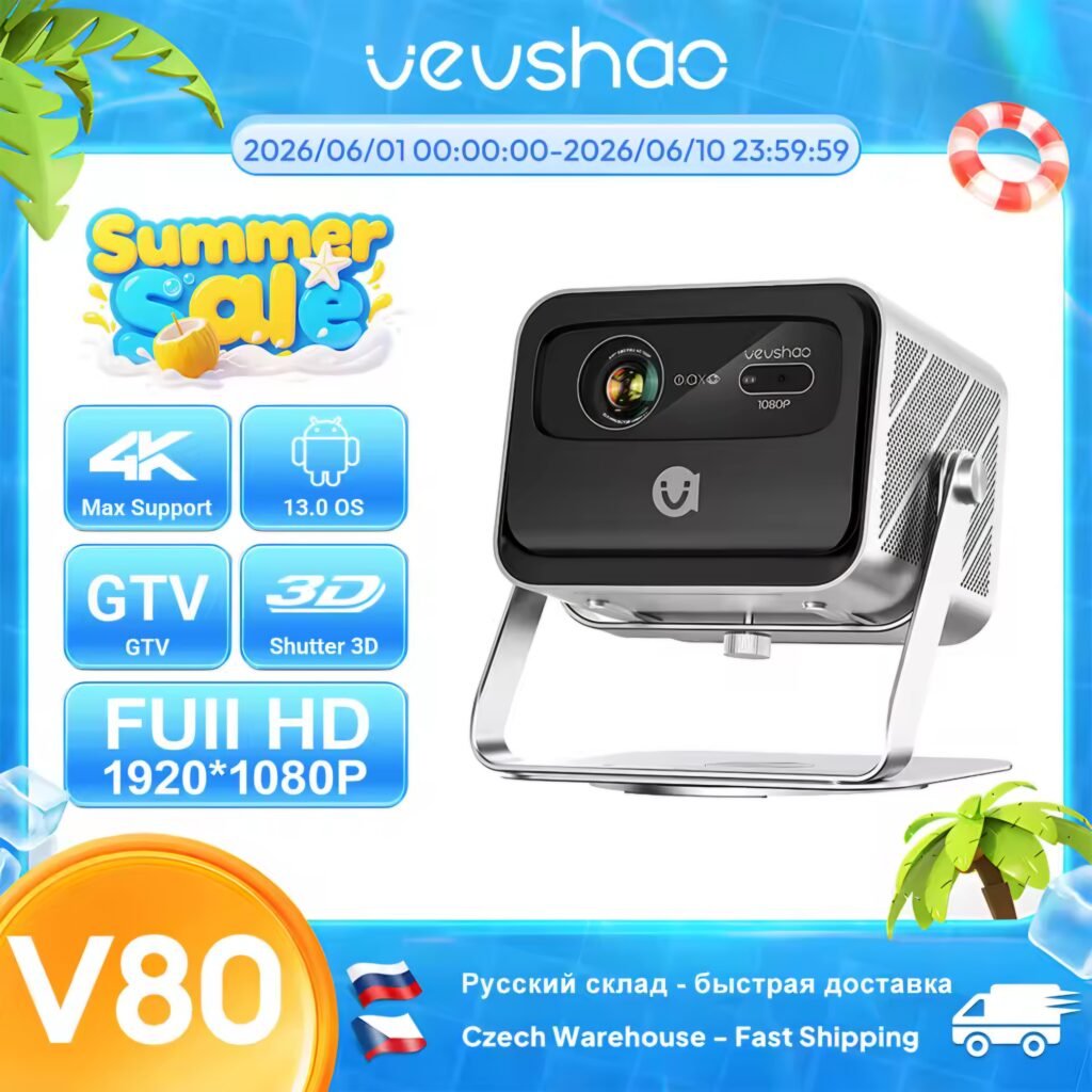 VEVSHAO V80 4K Projector Review 2200 ANSI Lumens Android 13