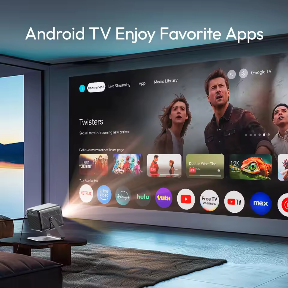 VEVSHAO V80 smart Android TV interface with support for favorite streaming apps
